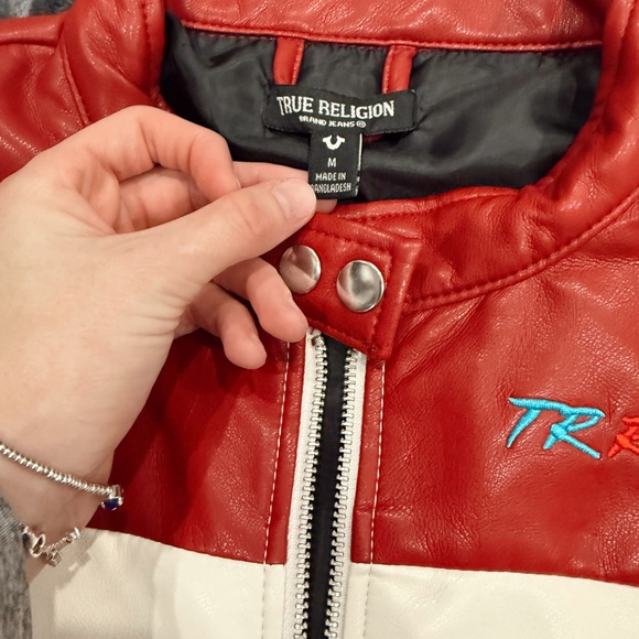True Religion Red and Cream Racing Jacket - Picture 3 of 3